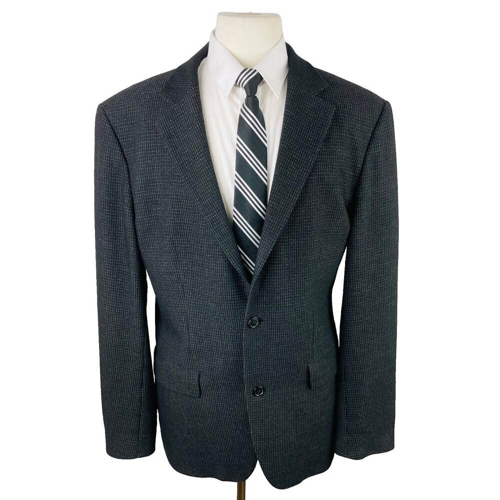 HUGO BOSS Mens 42L Black Stretch Super Soft Wool Blazer Sport Coat Suit Jacket